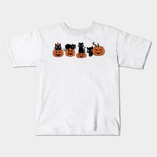 Pumpkins Cute Black Cats Funny Halloween Party Costume Kids T-Shirt